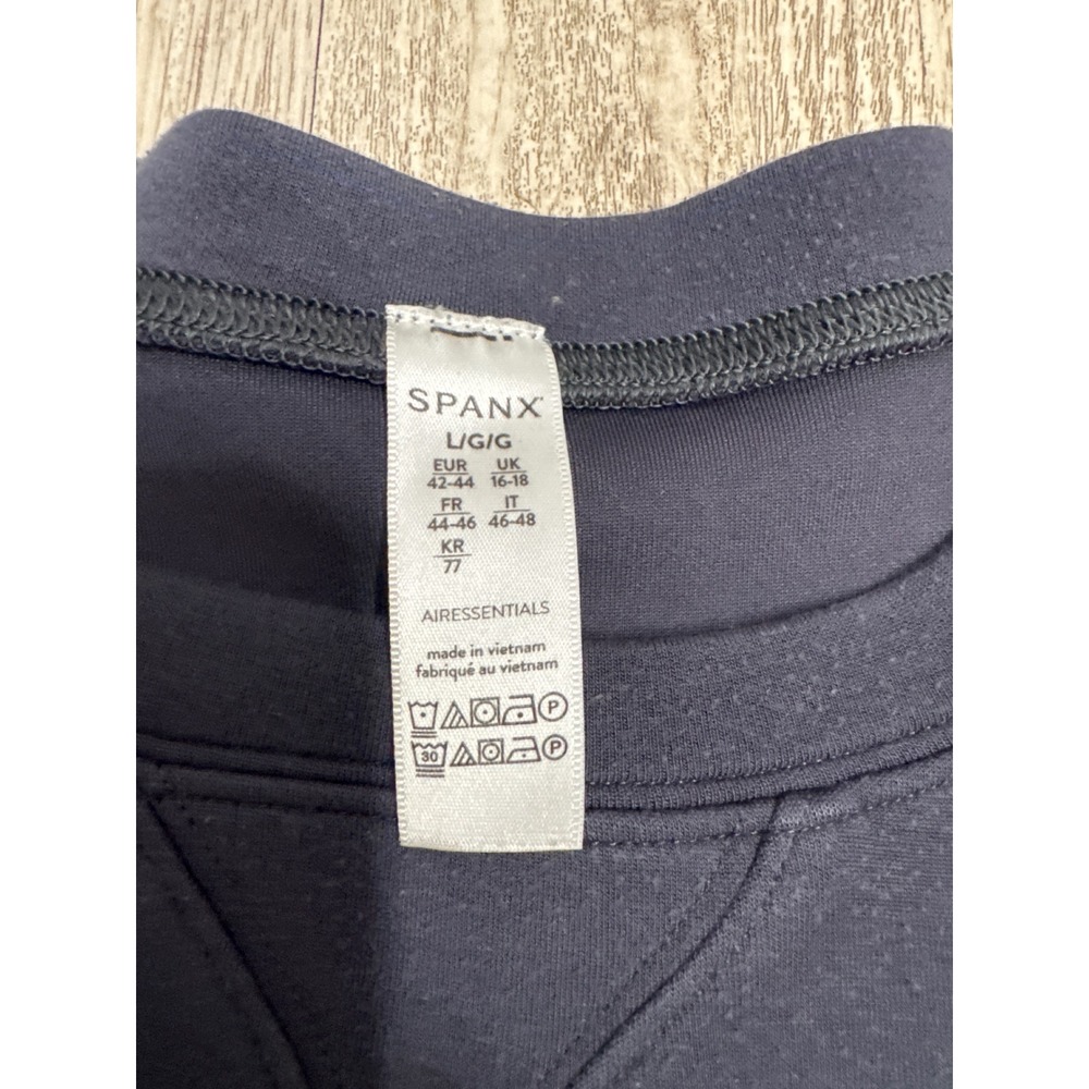 Spanx AirEssentials Dark Storm Blue Grey Crew Neck Sweatshirt Womens Large - Picture 3 of 7